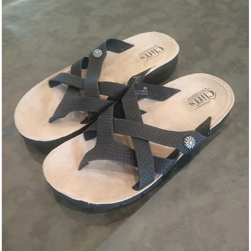 Cliffs White Mountain Slip-on Sandals Black Size 8 Boho Comfy